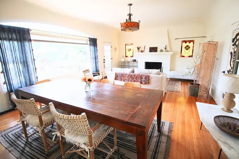 Our 8 person dinner table was made from upcycled rail road tracks