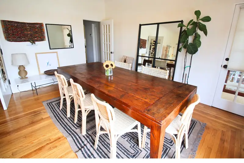 Gorgeous vintage dining table made from upcycled train tracks