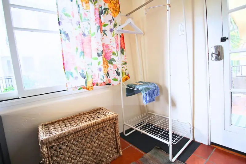 Bedroom #2 / Clothing Rack & Beach Blanket